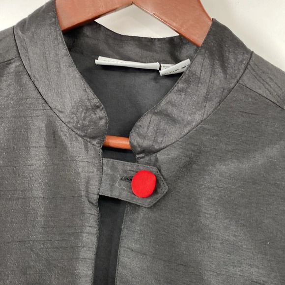 Samantha's Style Shoppe Shirt Jacket Womens Sz Large Black Red Embroidered Asian - Picture 4 of 12